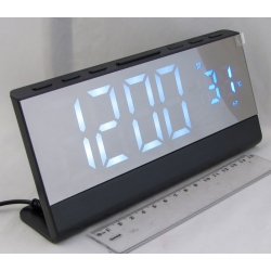 Часы-будильник электронные DS-3678L-6 (белые цифры)