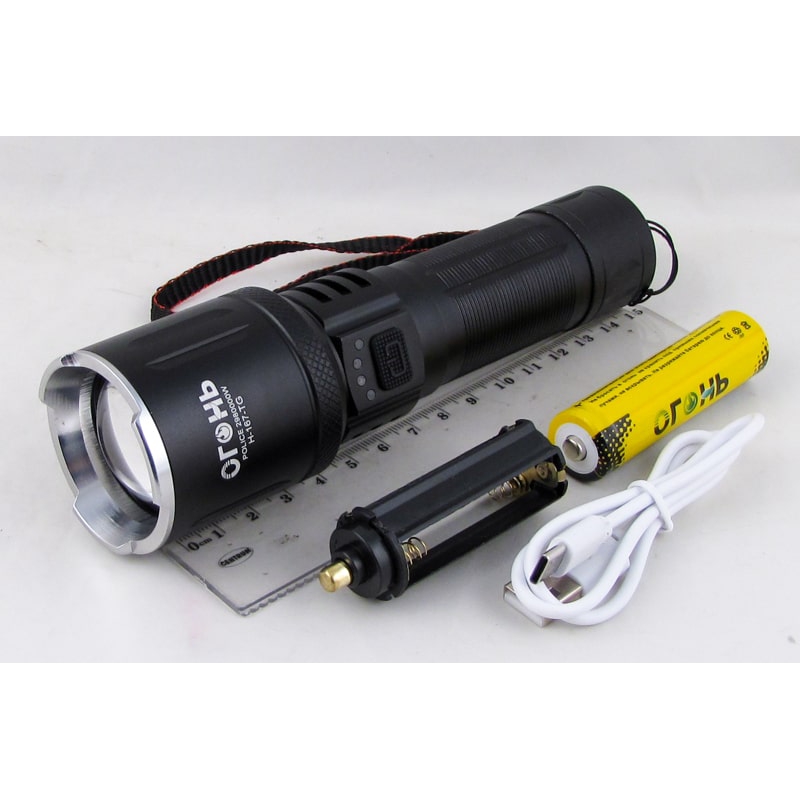 Фонарь светодиодный H-167-TG (1 мощ., акк.+ шнур TYPE-C) zoom