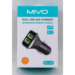 Зарядное устройство (2 USB) 5V 2,4A прикур. MU-249 MIVO