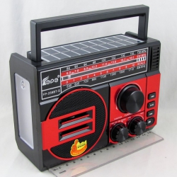 Радиоприёмник FP-259BT-S (FM/AM/SW) USB, TF, 18650/2R20, microUSB, фонарь, солнеч. батар., Bluetooth