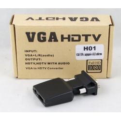 Переходник VGA-HDMI+AUX+V8 H-01 1080P H-01 в коробке