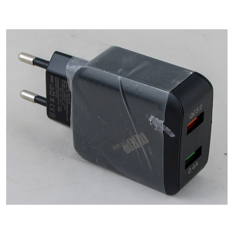 Сетевое зарядное устройство 5V 3,1A / 9V 2A / 12V 1,5A 2USB MR-821C черный 3,0 быстрая зарядка