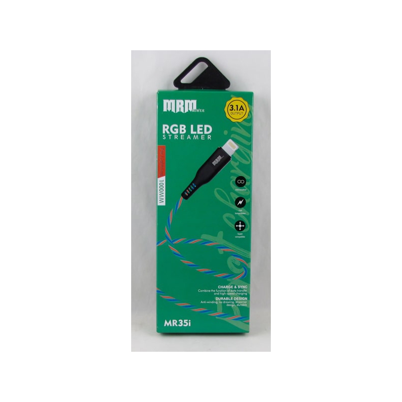 Кабель LIGHTNING 1м MR-35-IP 3,1A  светящийся