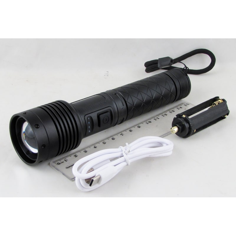 Фонарь светодиодный (1 мощ.+ 1 больш. бел.+ красн.,  шнур TYPE-C) HYD-X722-P90 zoom