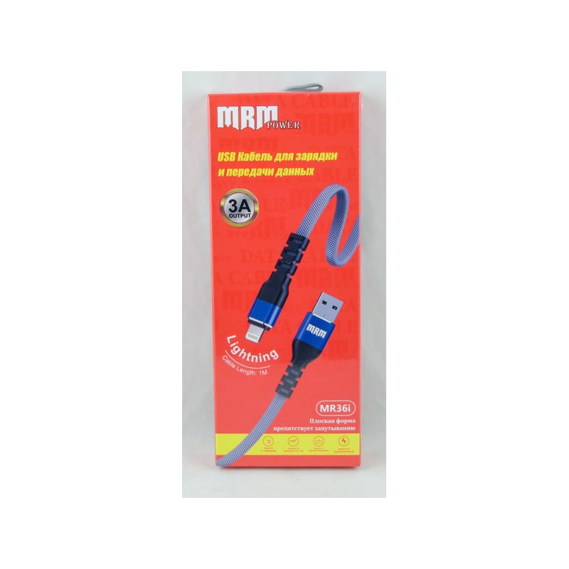 Кабель LIGHTNING MR-36-IP 2,4A 1м синий плоский тканевый