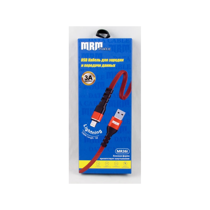 Кабель LIGHTNING MR-36-IP 2,4A 1м красный плоский тканевый
