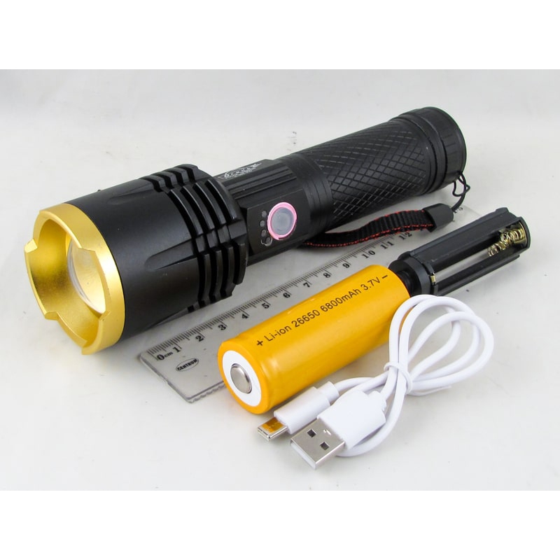 Фонарь светодиодный (1 мощ., акк. 26650, шнур TYPE-C) H-880-P70 zoom