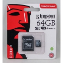 Карта памяти microSD Kingston 64Gb с адаптером SD, класс 10