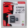 Карта памяти microSD Kingston 64Gb с адаптером SD, класс 10