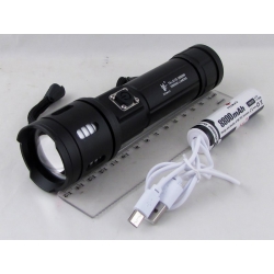 Фонарь светодиодный L-33-TG (1 мощ., акк.+ шнур microUSB zoom