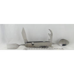 Туристический набор HX-3505 серебр. (вилка, ложка, нож, открывалка, штопор)