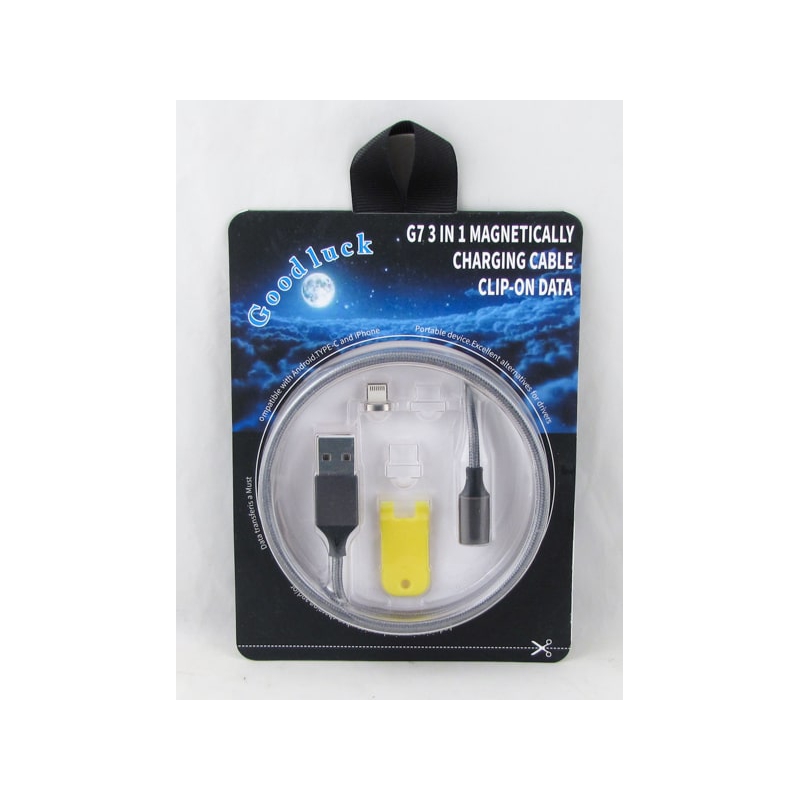 Кабель LIGHTNING 1м G7-IP магнитный серые