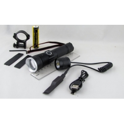 Фонарь светодиодный HQ-203-TG (1 мощ., акк.+ шнур microUSB (на ружье) zoom ??