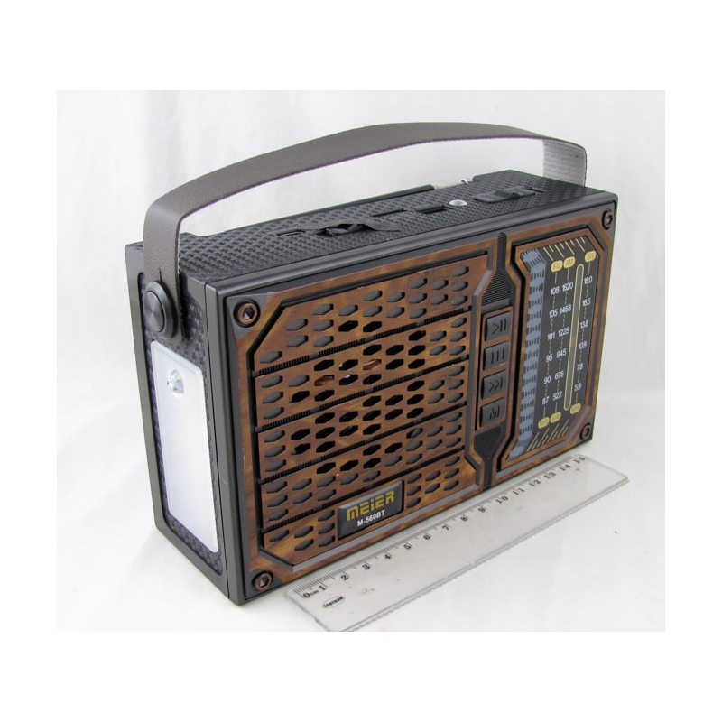 Радиоприёмник M-560BT (FM/AM/SW) USB, TF встр. акк.18650/2R20, шнур TYPE-C, фонарик, Bluetooth