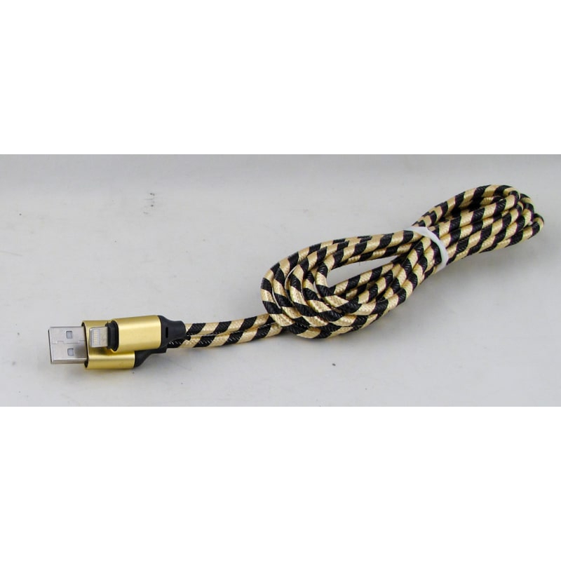 Кабель LIGHTNING 2м X-07A тканевый золот.