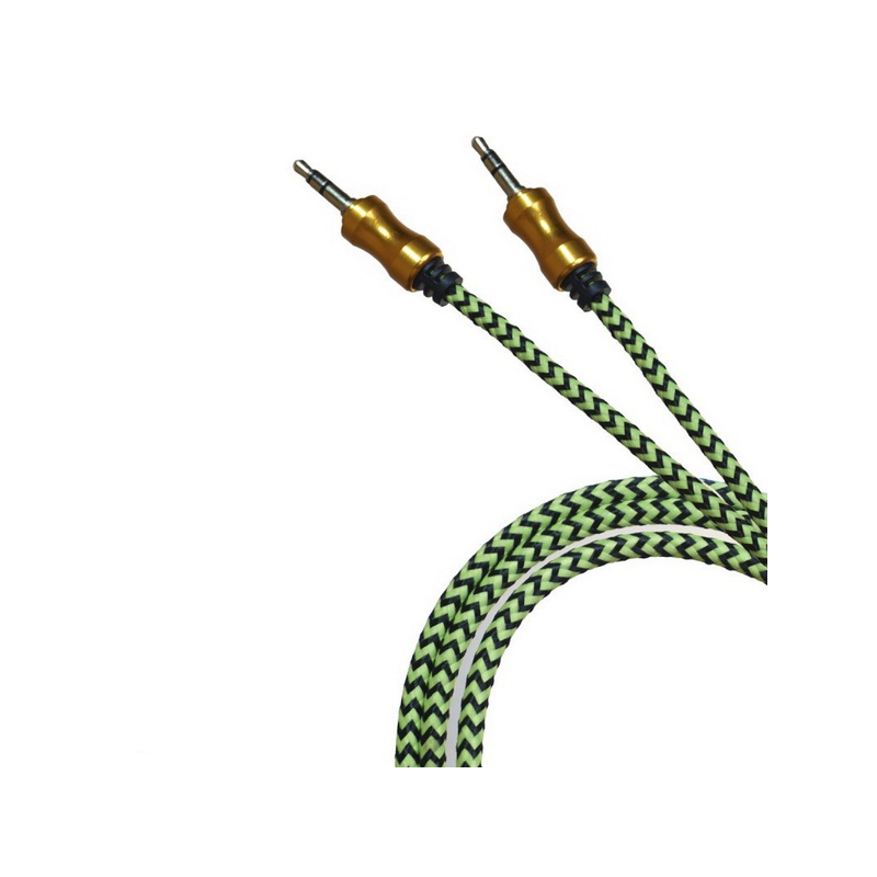 Шнур AUX (Джек 3,5 - Джек 3,5) 1м JD-143 тканевый зеленый