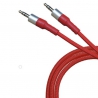 Шнур AUX (Джек 3,5 - Джек 3,5) 1м JD-472 тканевый красный