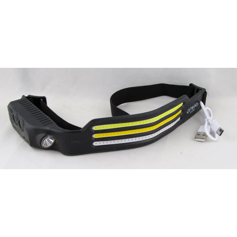 Фонарь головной HT-369 (1 ярк.+ 3 больш.(бел./желт.), мигалка красн., шнурTYPE-C) бесконтактный