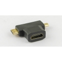 Переходник HDMI(F) - microHDMI(M) + miniHDMI(M) H-174