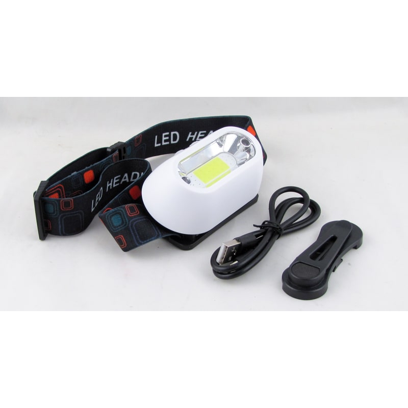 Фонарь головной HYT-CL005A (1 больш.+ 1 ярк., мигалка красн., аккум., шнур microUSB)  бесконтактный