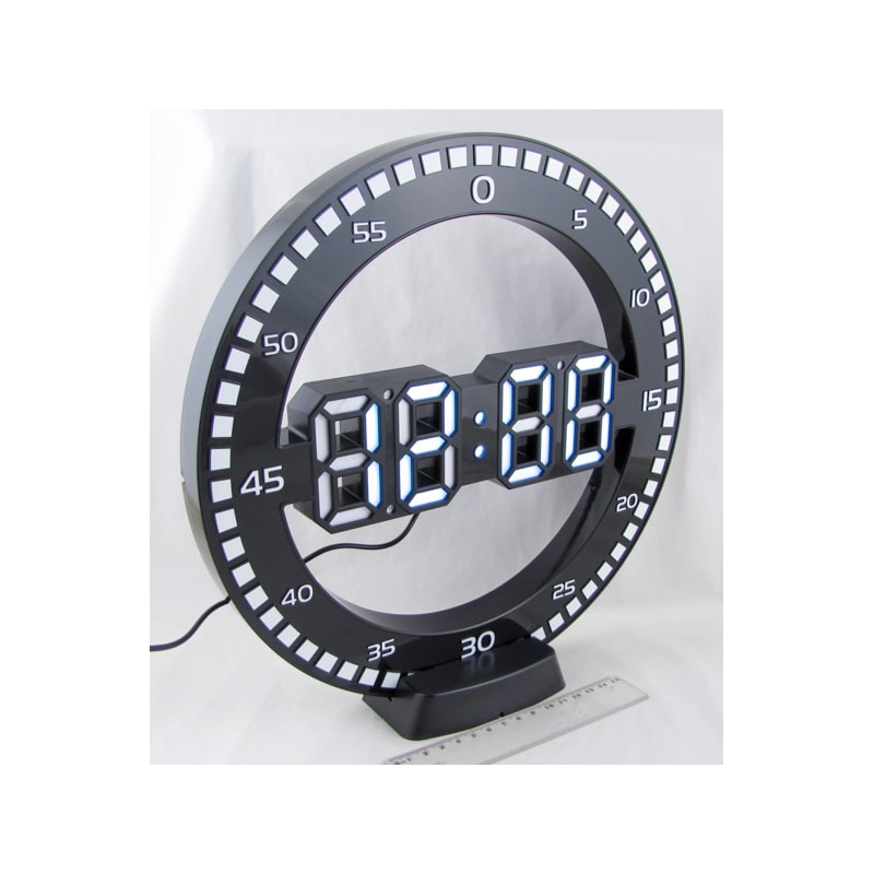 Часы-будильник электронные DS-3668-6 (белые цифры)