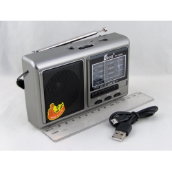 Радиоприёмник FP-1525U (FM,AM,SW1-6 8 Band), акк.18650) TF, USB с фонариком