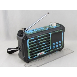 Радиоприёмник KH-J01 (FM) USB, TF аккум., шнур microUSB с фонарем комуфляж