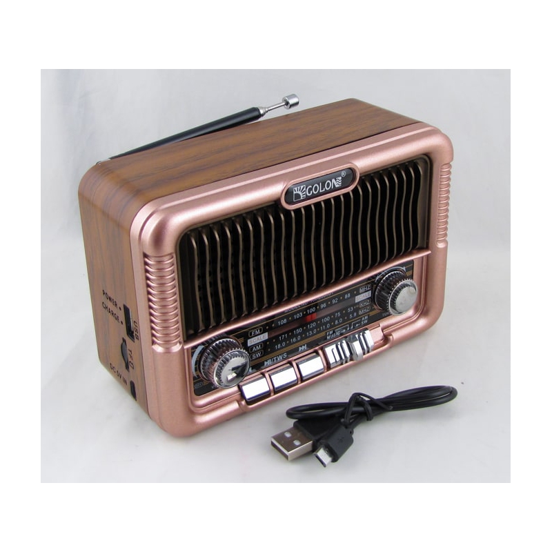 Радиоприёмник RX-BT6060 3 band (FM, AM, SW) акк. 18650, шнур microUSB, USB, TF, Bluetooth
