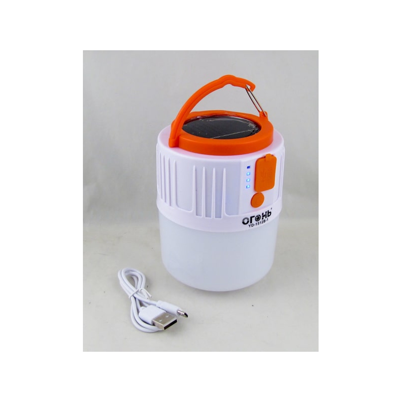 Фонарь для кемпинга YD-1512B-1 (1 больш., шнур microUSB) 5 режимов, подвесной, солнечн. батарея ??