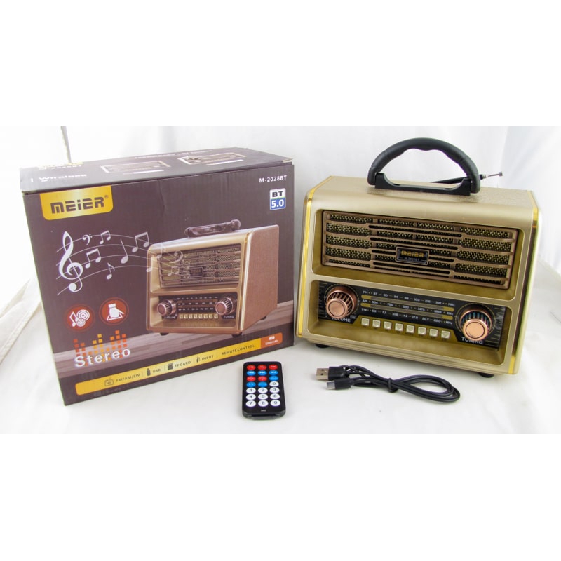 Радиоприёмник M-2028BT (FM,AM,SW) сетев. SD, USB, аккум.18650 Bluetooth ретро