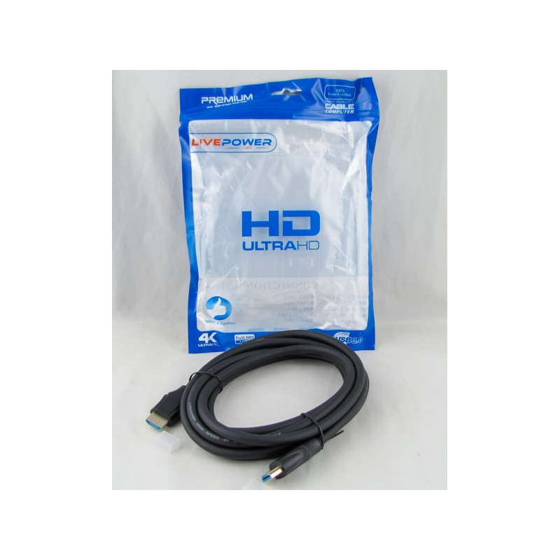 Кабель HDMI-HDMI 3м H-219 резиновый