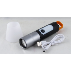 Фонарь светодиодный H-801-P50 (1 мощ.+ 1 больш., акк.+ шнур TYPE-C) zoom с карабином