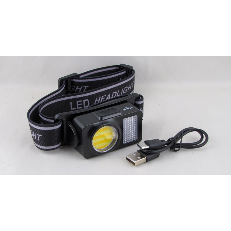 Фонарь головной YT-2019 (1 бел.+ желт., мигалка красн./син., аккум.+ шнур TYPE-C)