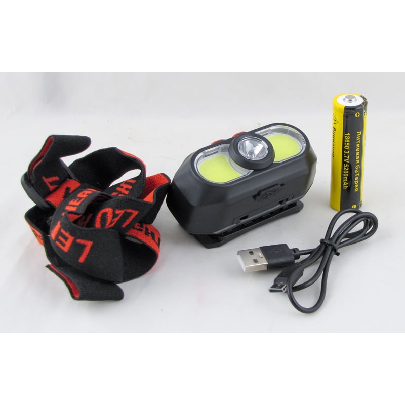 Фонарь налобный YT-2032 (2 больш.+1 ярк, аккум.18650, шнур TYPE-C)