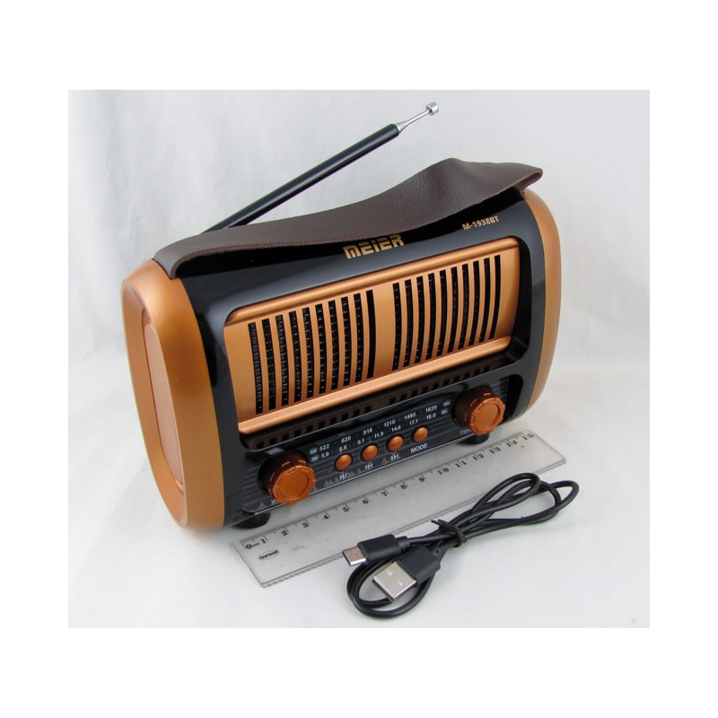 Радиоприёмник M-1938BT (FM/AM/SW) USB, TF, встр. акк., шнур TYPE-C, Bluetooth