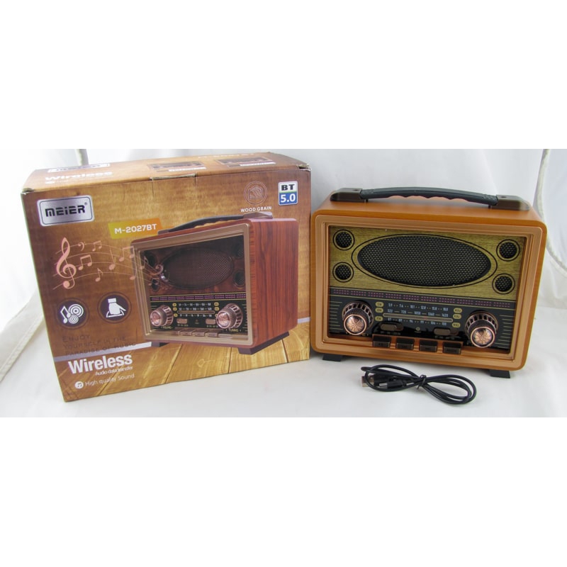Радиоприёмник M-2027BT (FM,AM,SW) TF, USB, аккум.18650, шнур TYPE-C, Bluetooth ретро