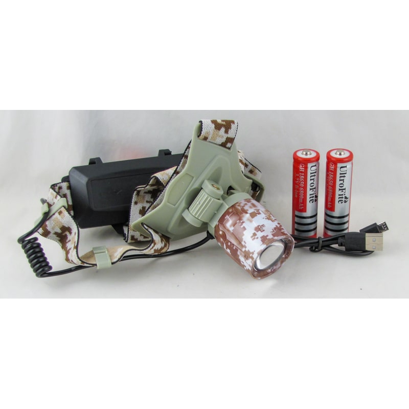 Фонарь налобный RE-8065M-T6 комуф. (1 ярк., 2 акк.+ шнур microUSB) zoom