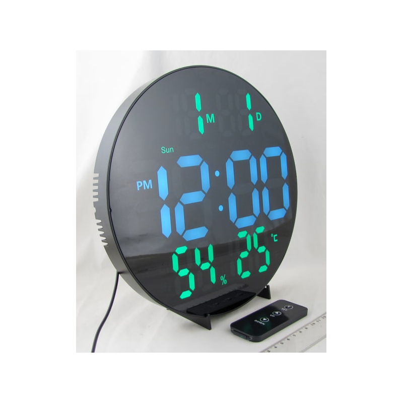 Часы-будильник электронные DS-3813A (белые-внутри+зеленые цифры) с пультом, влажность, температура