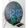Часы-будильник электронные DS-3813A (белые-внутри+зеленые цифры) с пультом, влажность, температура