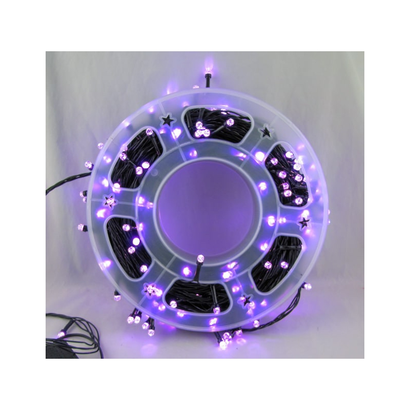 Гирлянда 50м (8мм) светод. розовые (черный шнур) 8 реж. V8A-50MP