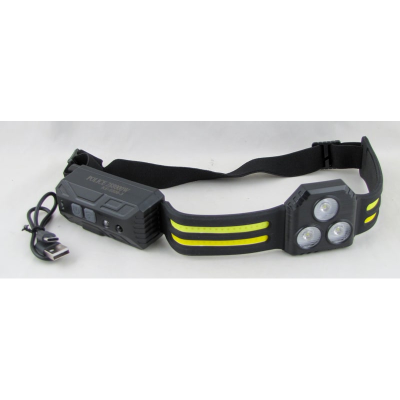 Фонарь налобный RE-6808-3 (2 желт.+ 2 белых + 3 ярк., мигалка красн., аккум., шнур TYPE-C) бесконтак