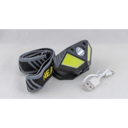 Фонарь налобный RE-T602 (1 ярк.+ 2 больш., мигалка красн., встроен. аккум., шнур TYPE-C) бесконтактн