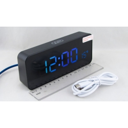 Часы-будильник электронные RE-2121 черный корпус (разноцв. цифры)