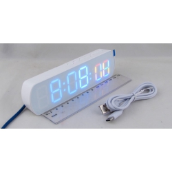 Часы-будильник электронные RE-6639 белый корпус (белые+раноцветные цифры)