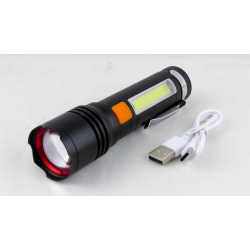 Фонарь светодиодный B-10-TG (1 мощ.+ 1 больш., мигалка красн., акк., шнур TYPE-C) zoom