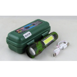 Фонарь светодиодный RE-511M (1 мощ.+1 больш., акк.+  шнур microUSB) комуф. zoom пласт. коробка