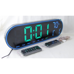 Часы-будильник электронные GH-8021 черный корпус (белые+зеленые цифры)