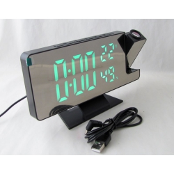 Часы-будильник электронные DS-3718LW (зеленые цифры) проекционные