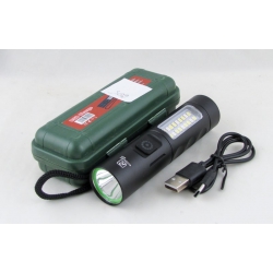 Фонарь светодиодный RE-605 (1 мощ.+ 18 диодов, мигалка крас., акк., шнур TYPE-C)