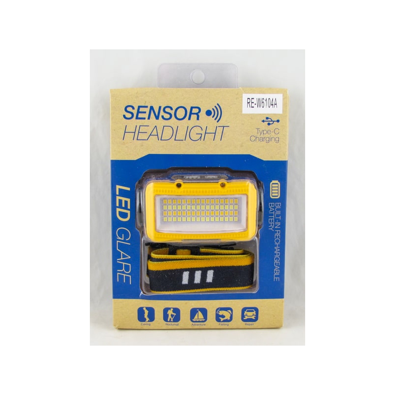 Фонарь налобный W-6104A (32 бел.+ 32 желт., встроен. аккум., шнур TYPE-C) ??